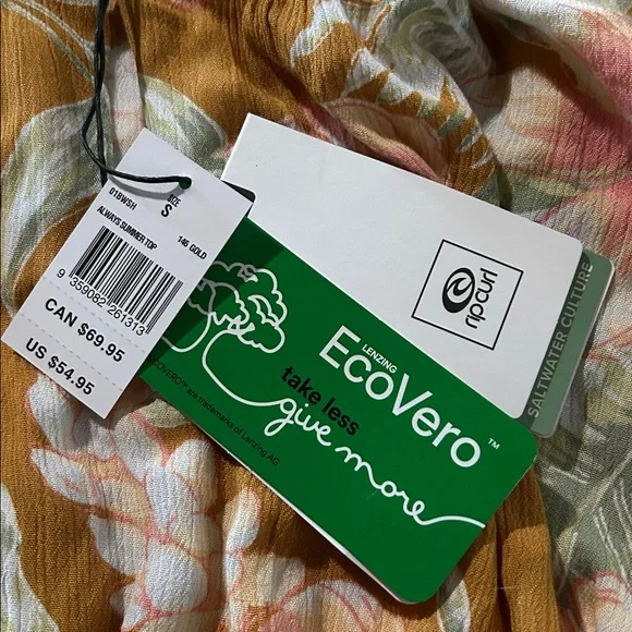 Rip Curl Floral Off-Shoulder Crop Top SZ: S - Picture 5 of 5